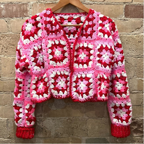 Crochet sweater cardigan O/S - Picture 3 of 5